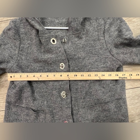 For Cynthia Medium Gray 100% WOOL Hooded Pea Coat - Picture 5 of 10